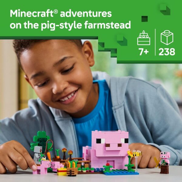 Lego Minecraft 21268 - The Baby Pig House - 238 Piezas - Imagen 2