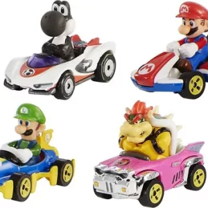 Mattel Hot Wheels Mario Kart Pack X4 Bowser Mario Luigi y Yoshi