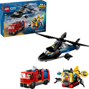 LEGO City 3 en 1 Camión Bomberos Helicóptero y Submarino 60462 - 874 Piezas