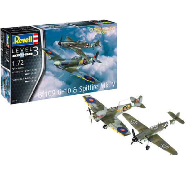 Set de combate Bf109 G-10 y Spitfire Mk.V 1/72 - Revell 03710 - 76 piezas