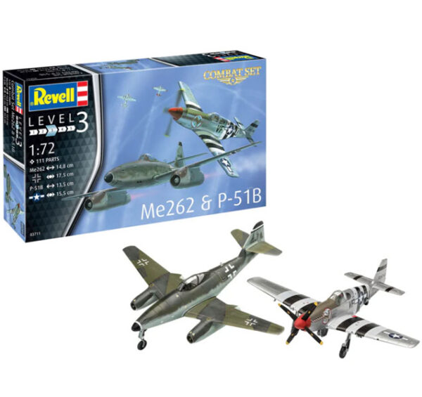 Set de combate Messerschmitt Me262 - P-51B Mustang 1/72 - Revell 03711 - 111 piezas