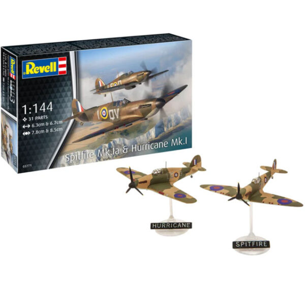 Set de combate Supermarine Spitfire Mk.Ia y Hawker Hurricane Mk.I 1/144 - Revell 03771 - 31 piezas