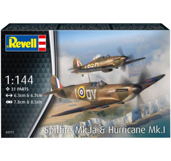 Set de combate Supermarine Spitfire Mk.Ia y Hawker Hurricane Mk.I 1/144 - Revell 03771 - 31 piezas - Imagen 2